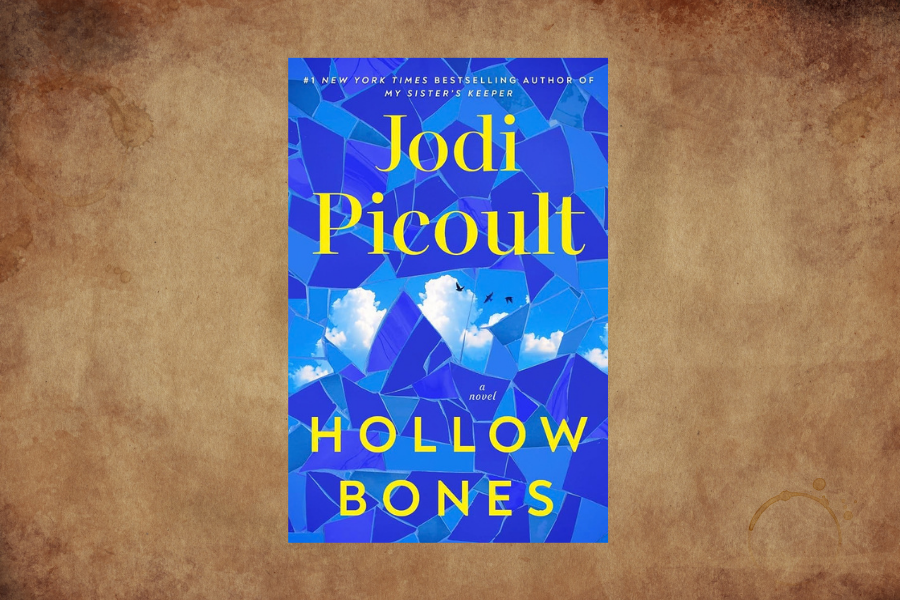 Cover of "Hollow Bones" by Jodi Picoult, points to New York Times fiction bestsellers.