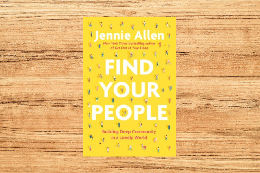 Book cover of "Find Your People" by Jennie Allen, points to adult book list for Mental Health Awareness Month.